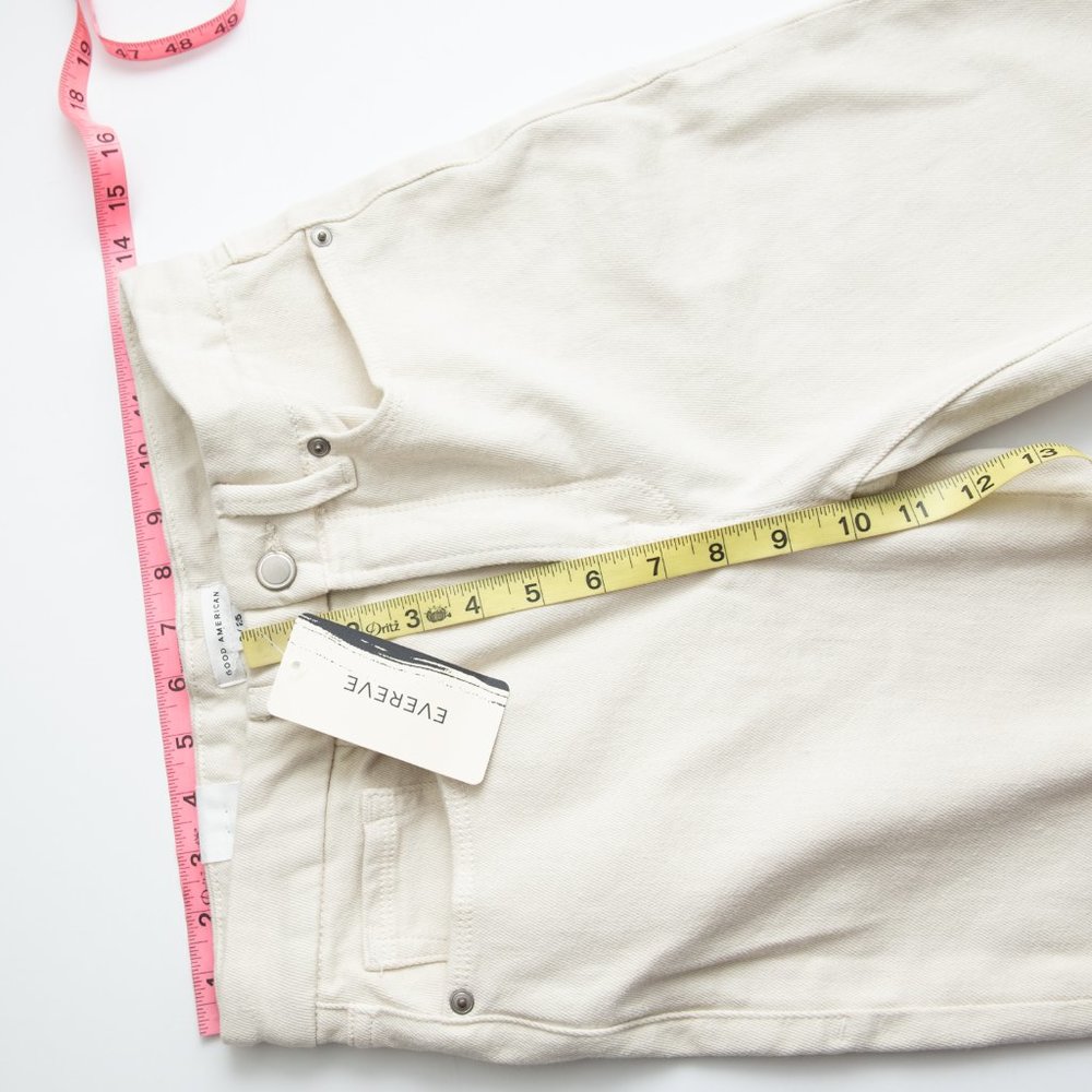 Good American Jeans High Waist Good Classic Straight Leg Denim Cream 0 / 25 New - Picture 7 of 9